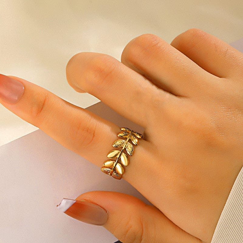 Anti Tarnish Contemporary Adjustable Finger Ring-gold :ABDR3013
